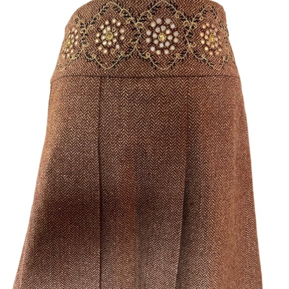 Ann Taylor for Loft Brown Embellished Mid Length Skirt Wool Blend Size 6 - Picture 5 of 10